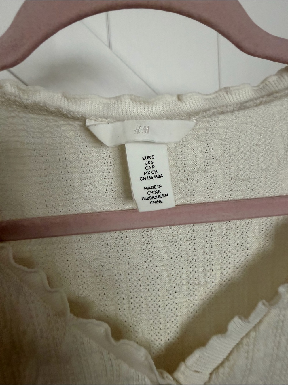 H&M Cream Ribbed Button-Front Crop Top - Picture 2 of 2